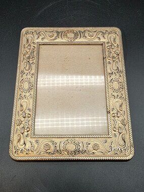 Vintage Heavy Duty Ornate Brass Metal Picture Frame 5x7 Scrollwork